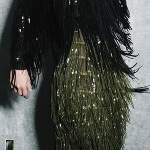 Zara Green Fringe Skirt Size Small